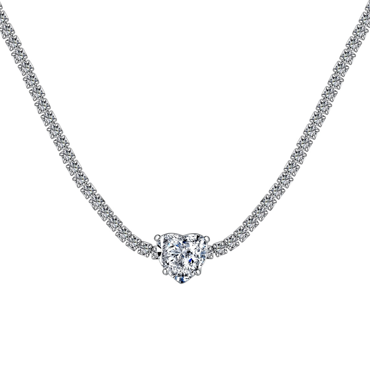 [Goodv]2.0 Carat Sparkling Tennis Heart Cut Necklace