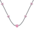 [Goodv]Dazzling Pink Heart Flower Necklace