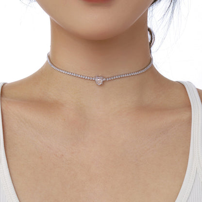 [Goodv]2.0カラットの輝くテニスハートカットネックレス