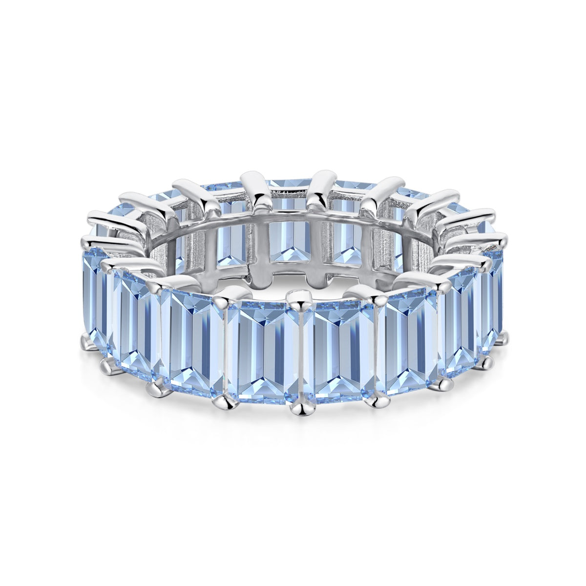 [Goodv] Bague tennis élégante taille émeraude de 0,75 carat