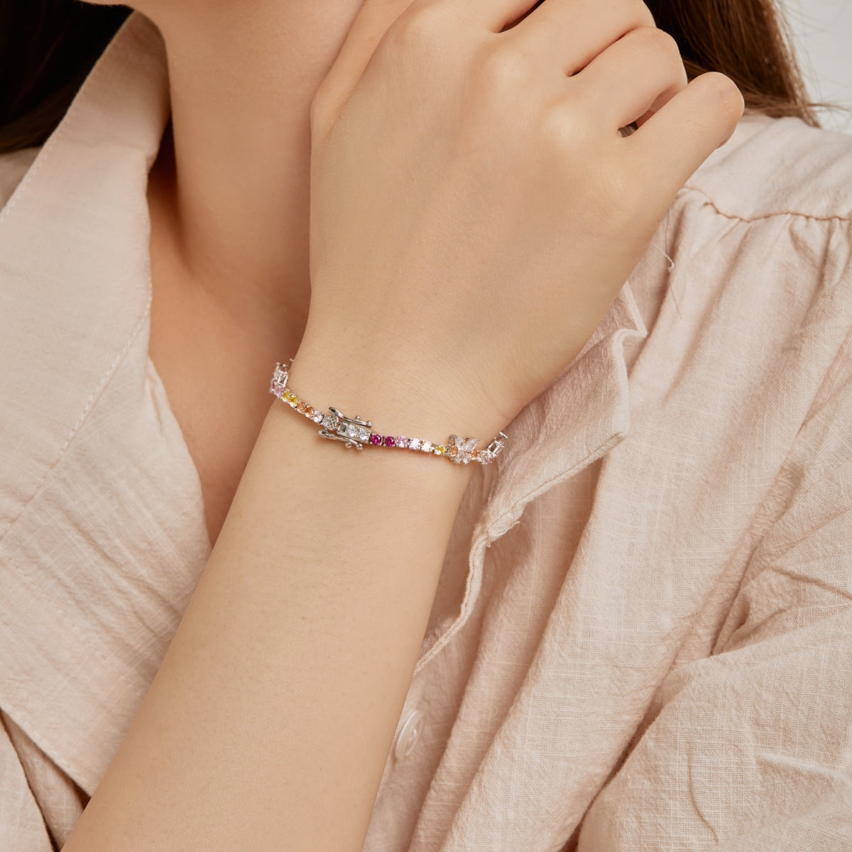 [Goodv]Bracelet quotidien rond en forme de papillon coloré et orné