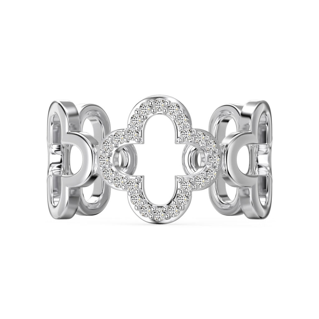[Goodv]Hollow Design Four-Leaf Clover Flower Shape Ring