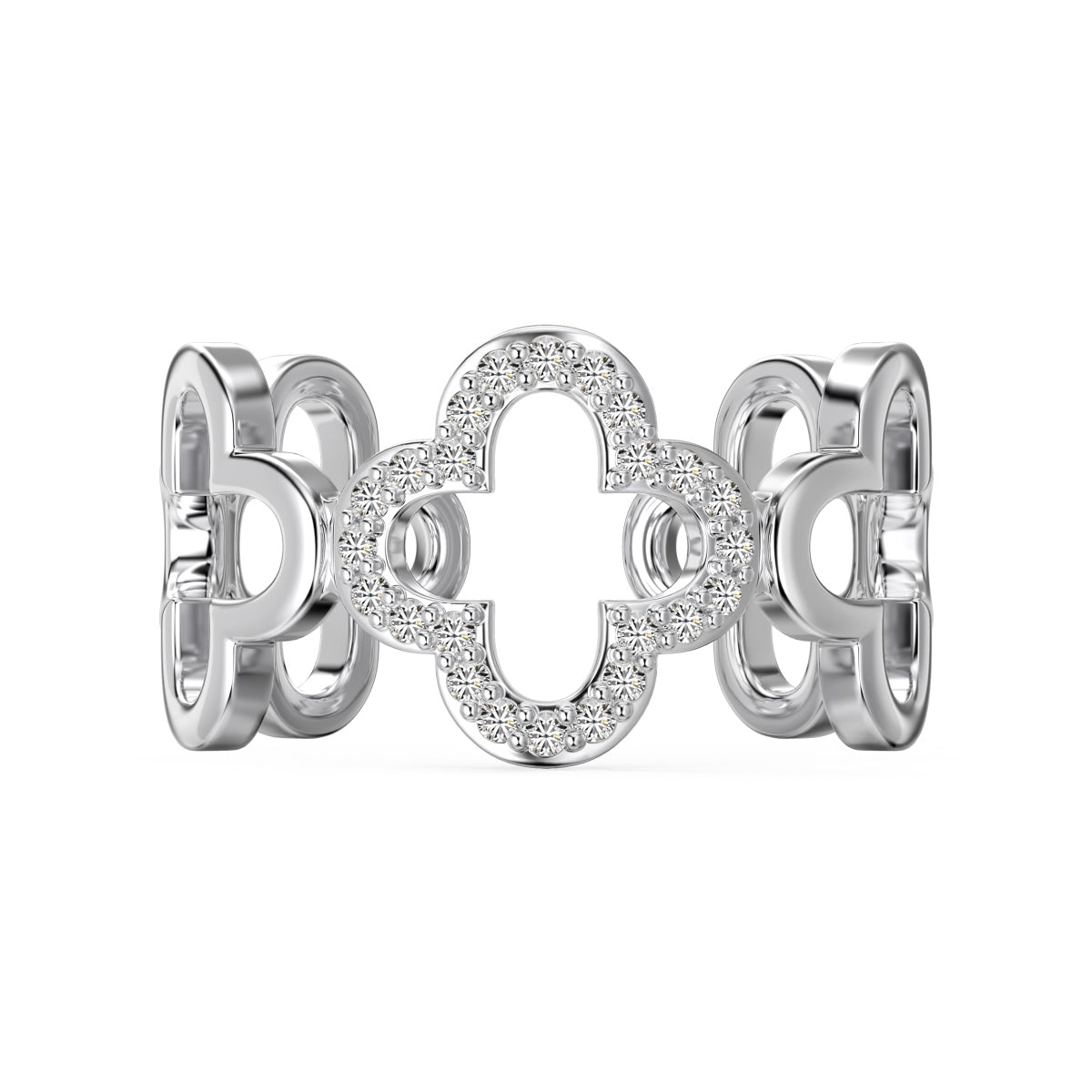 [Goodv]Hollow Design Four-Leaf Clover Flower Shape Ring