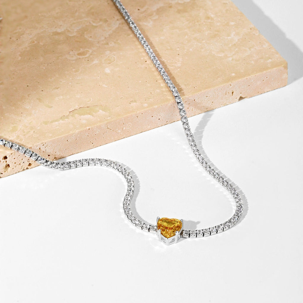 [Goodv]2.0 Carat Sparkling Tennis Heart Cut Necklace