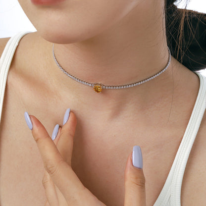 [Goodv]2.0カラットの輝くテニスハートカットネックレス