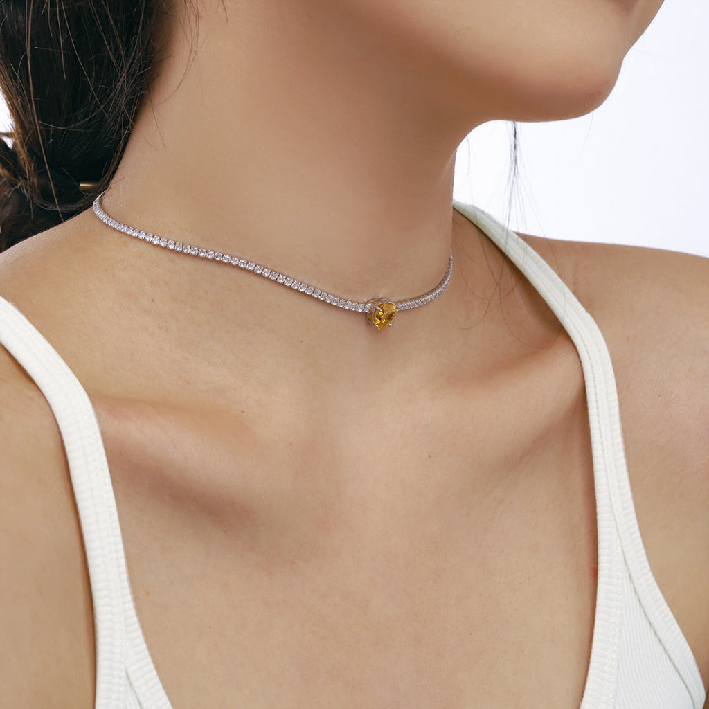 [Goodv]2.0 Carat Sparkling Tennis Heart Cut Necklace