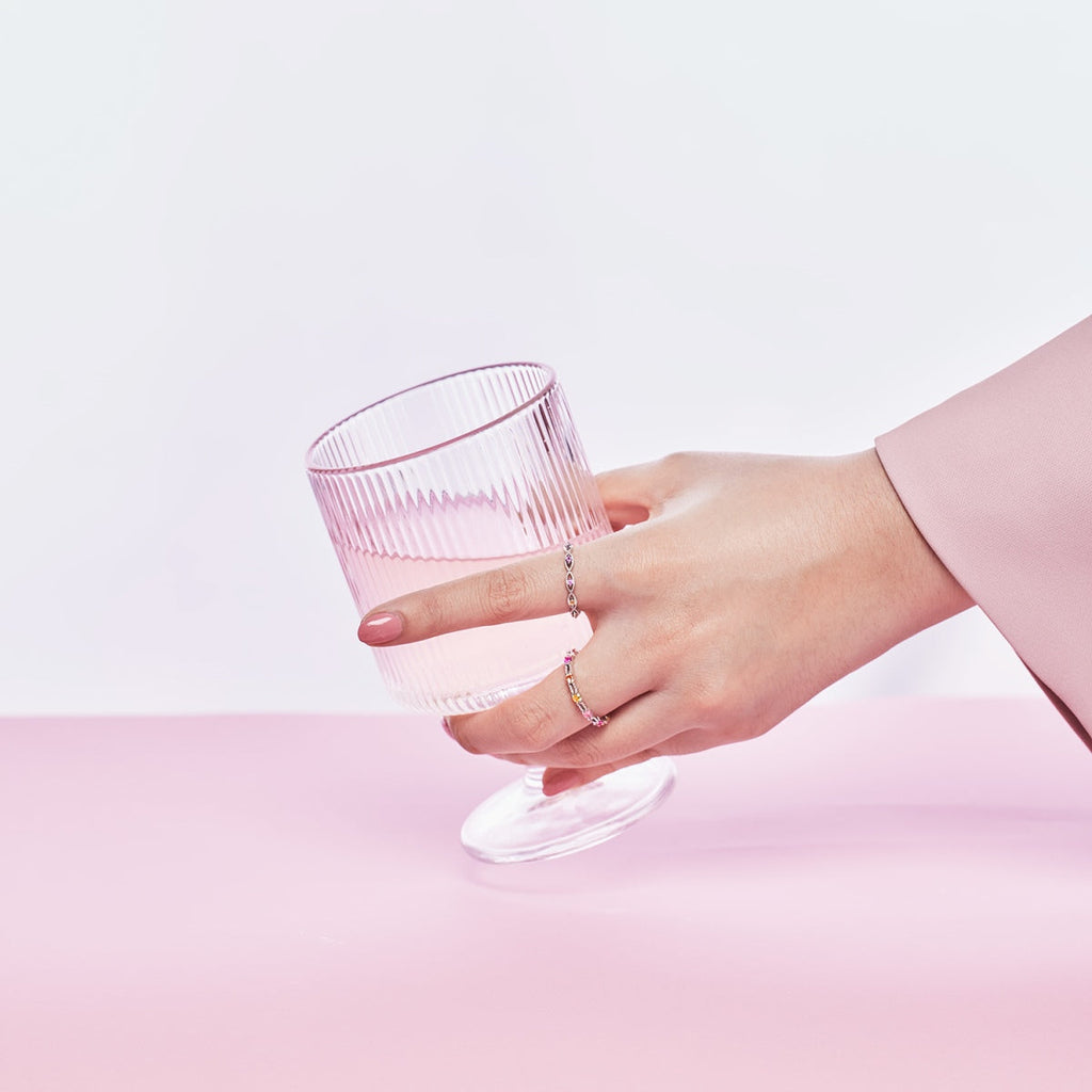[Goodv]Sparkling Colorful Round Cut Tennis Ring