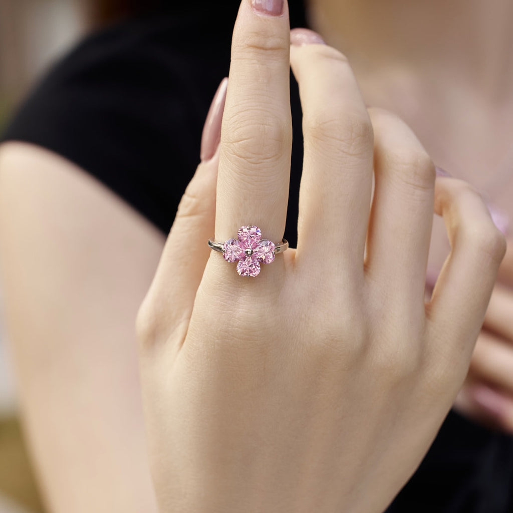 [Goodv] Bague boule de trèfle à quatre feuilles en forme de cœur