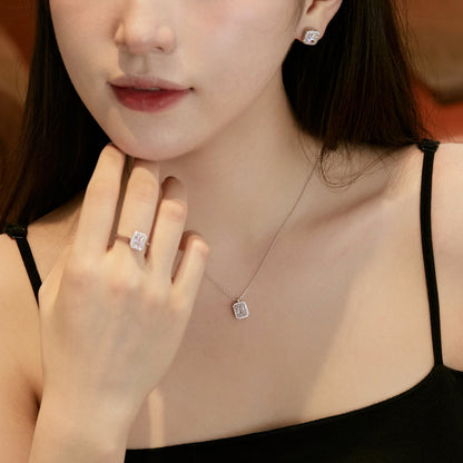[Goodv]1.0 Carat Luxurious Dainty Emerald Cut Daily Earrings