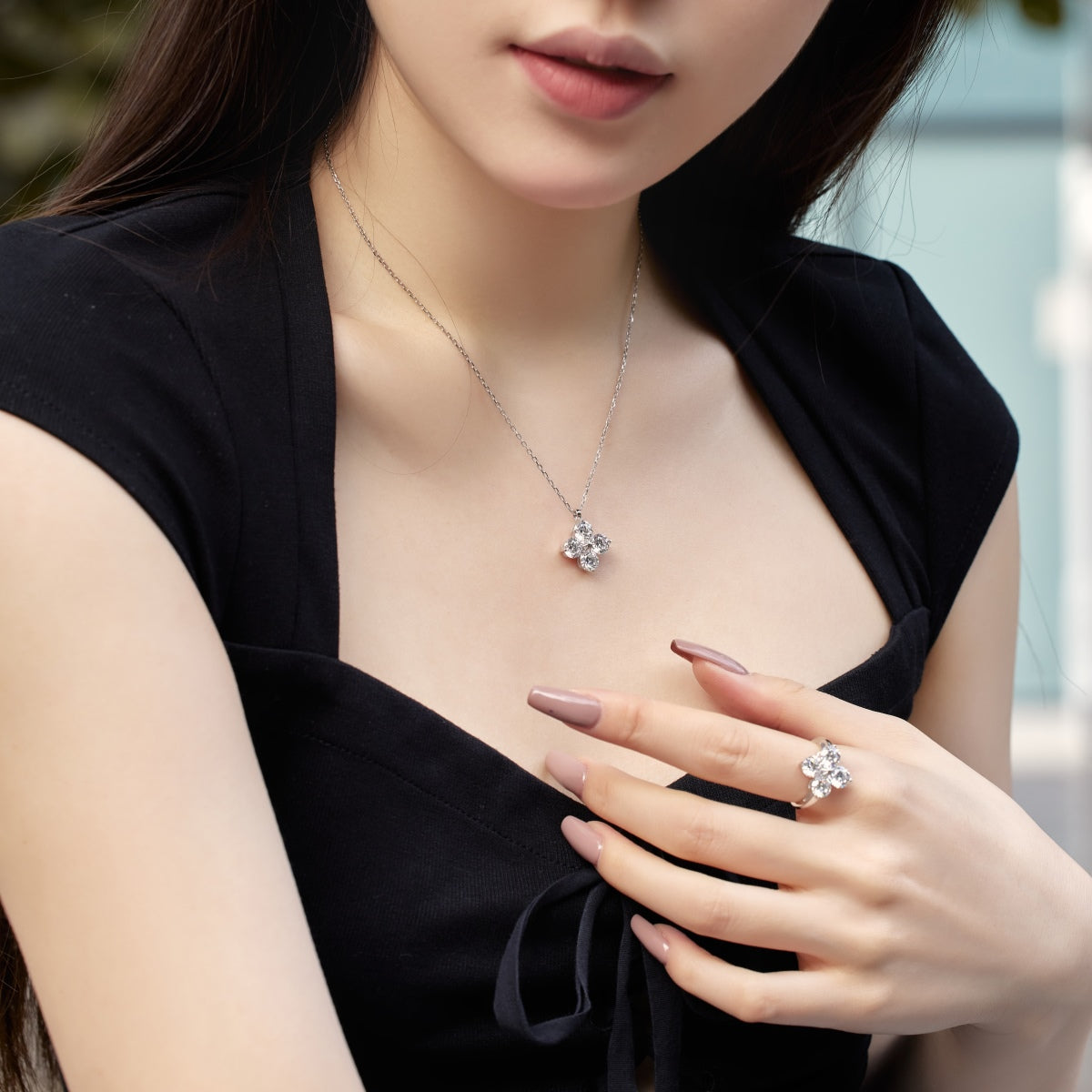 [Goodv]Four-Leaf Clover And Eight-Pointed Star Necklace