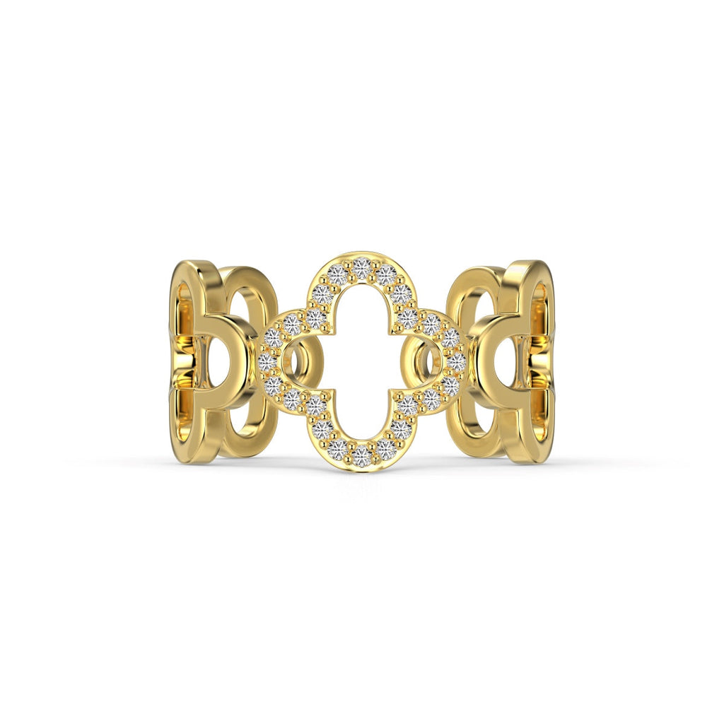 [Goodv]Hollow Design Four-Leaf Clover Flower Shape Ring