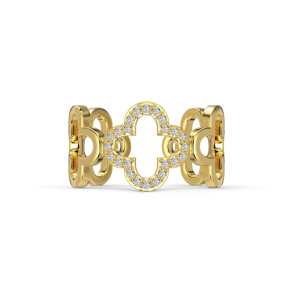[Goodv]Hollow Design Four-Leaf Clover Flower Shape Ring