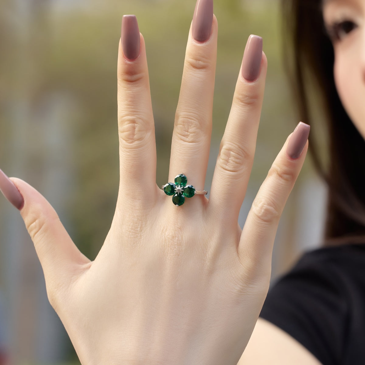 [Goodv]Four-Leaf Clover Eight-Pointed Star Ring