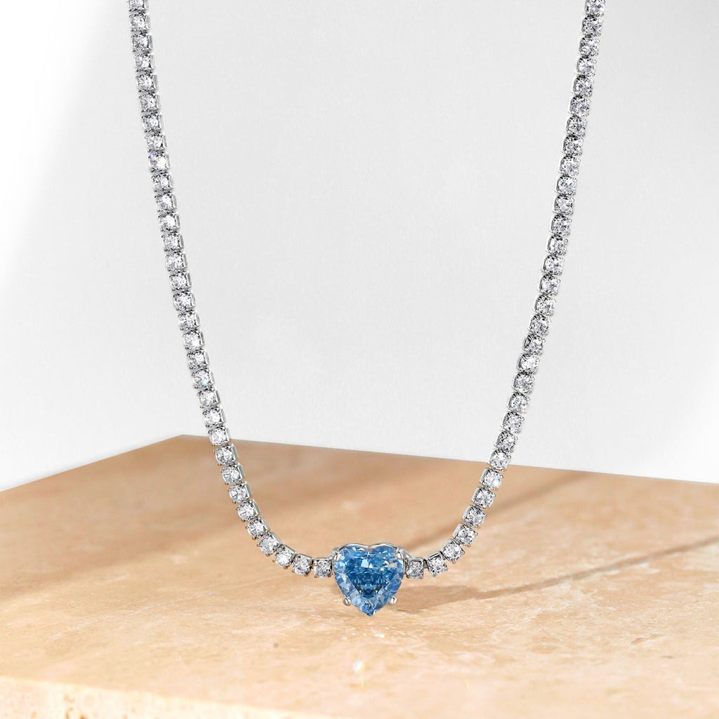 [Goodv]2.0 Carat Sparkling Tennis Heart Cut Necklace