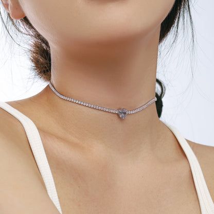 [Goodv]2.0カラットの輝くテニスハートカットネックレス