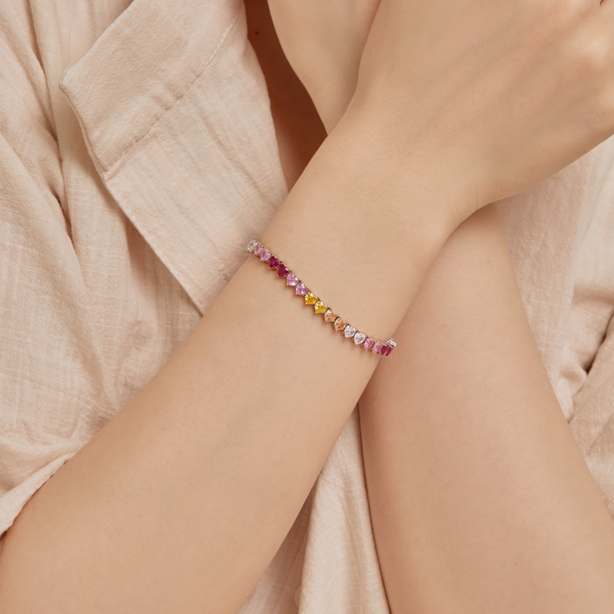 [Goodv] Bracelet d'amoureux luxueux et coloré en forme de cœur romantique