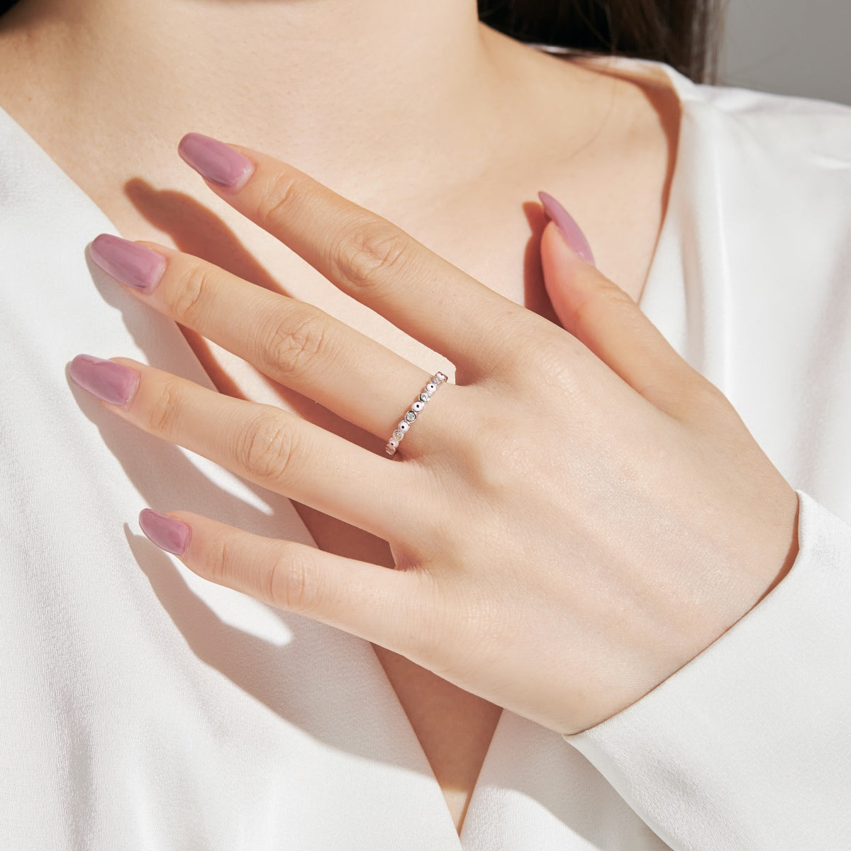 [Goodv]Sparkling Vibrant Round Shape Daily Ring