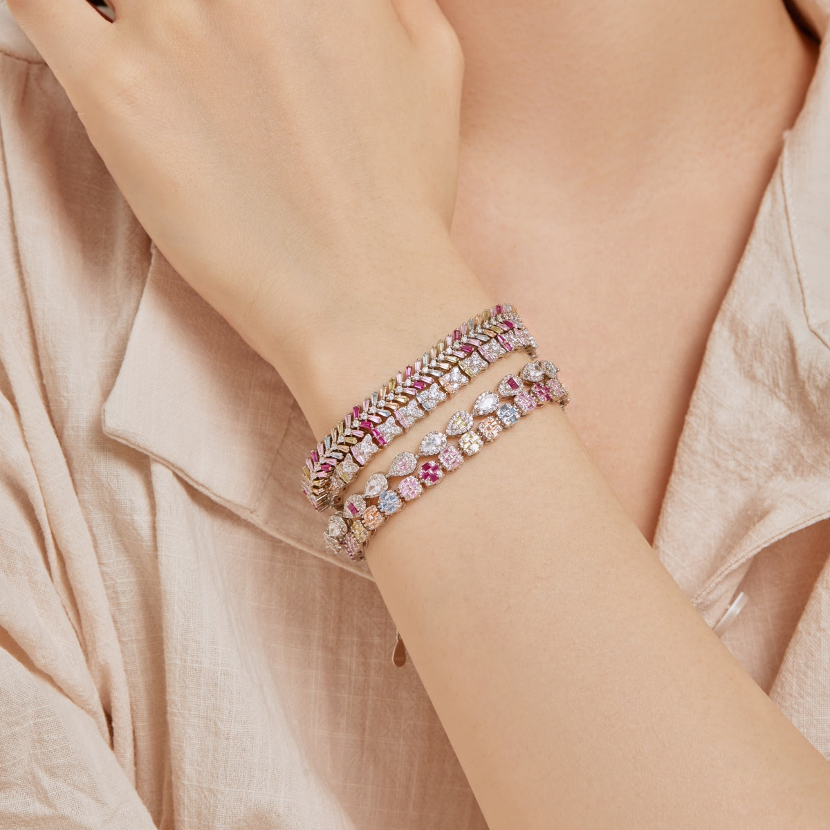 [Goodv]Delicate Colorful Emerald Cut Daily Bracelet