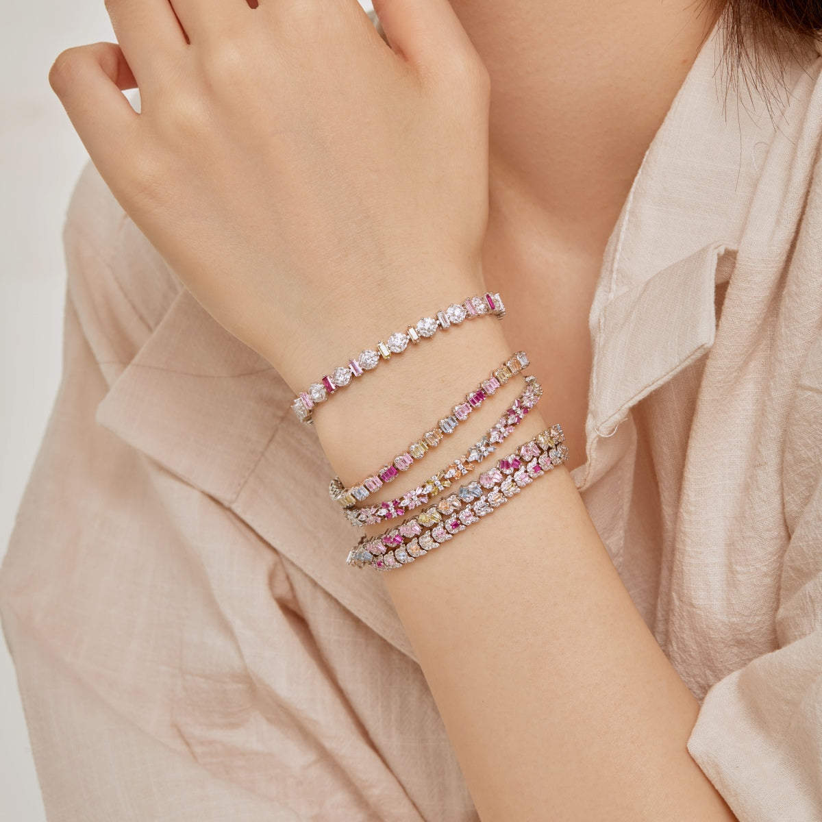[Goodv]Delicate Colorful Emerald Cut Daily Bracelet