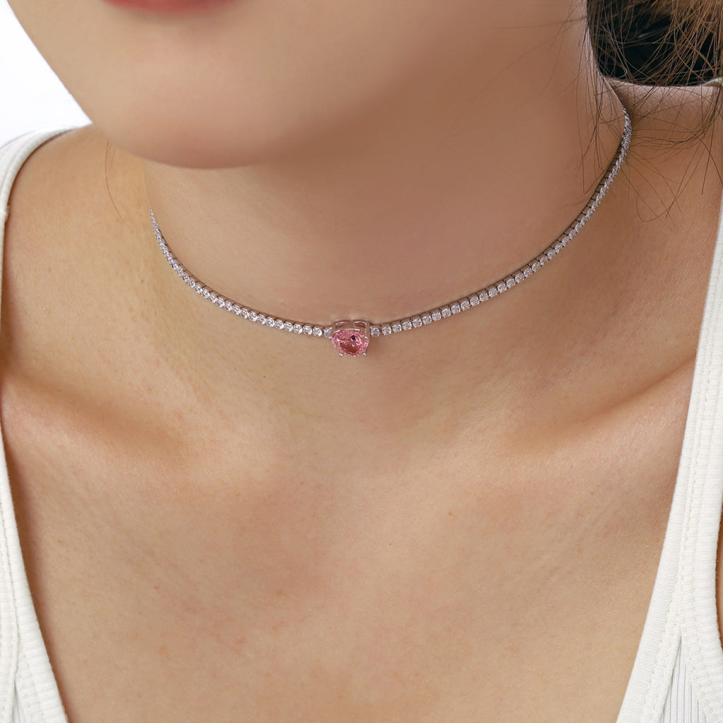 [Goodv]2.0 Carat Sparkling Tennis Heart Cut Necklace