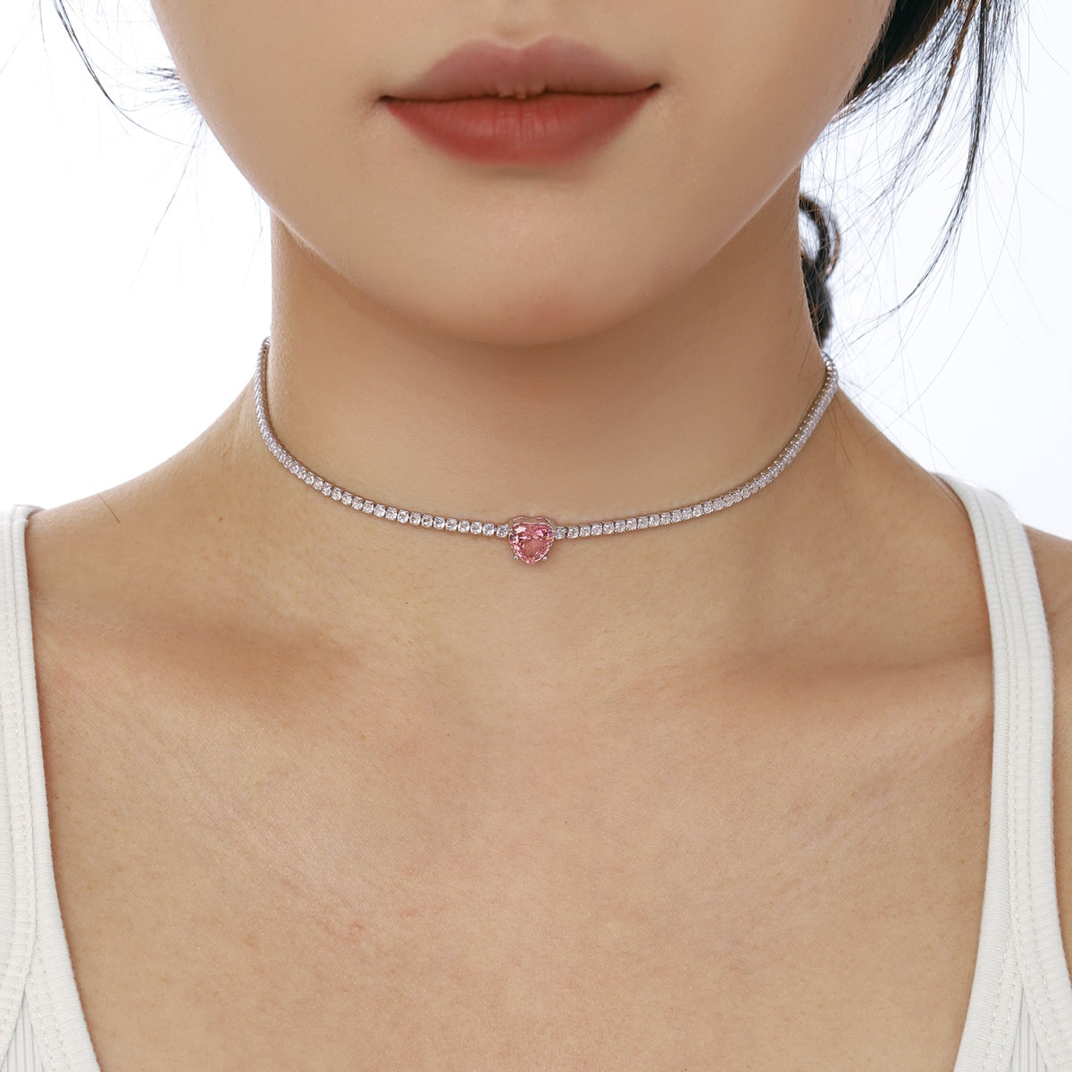 [Goodv]2.0 Carat Sparkling Tennis Heart Cut Necklace