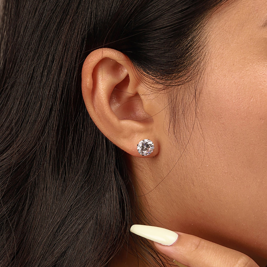 [Goodv] Boucles d'oreilles à tige élégantes et brillantes avec pierre centrale ronde
