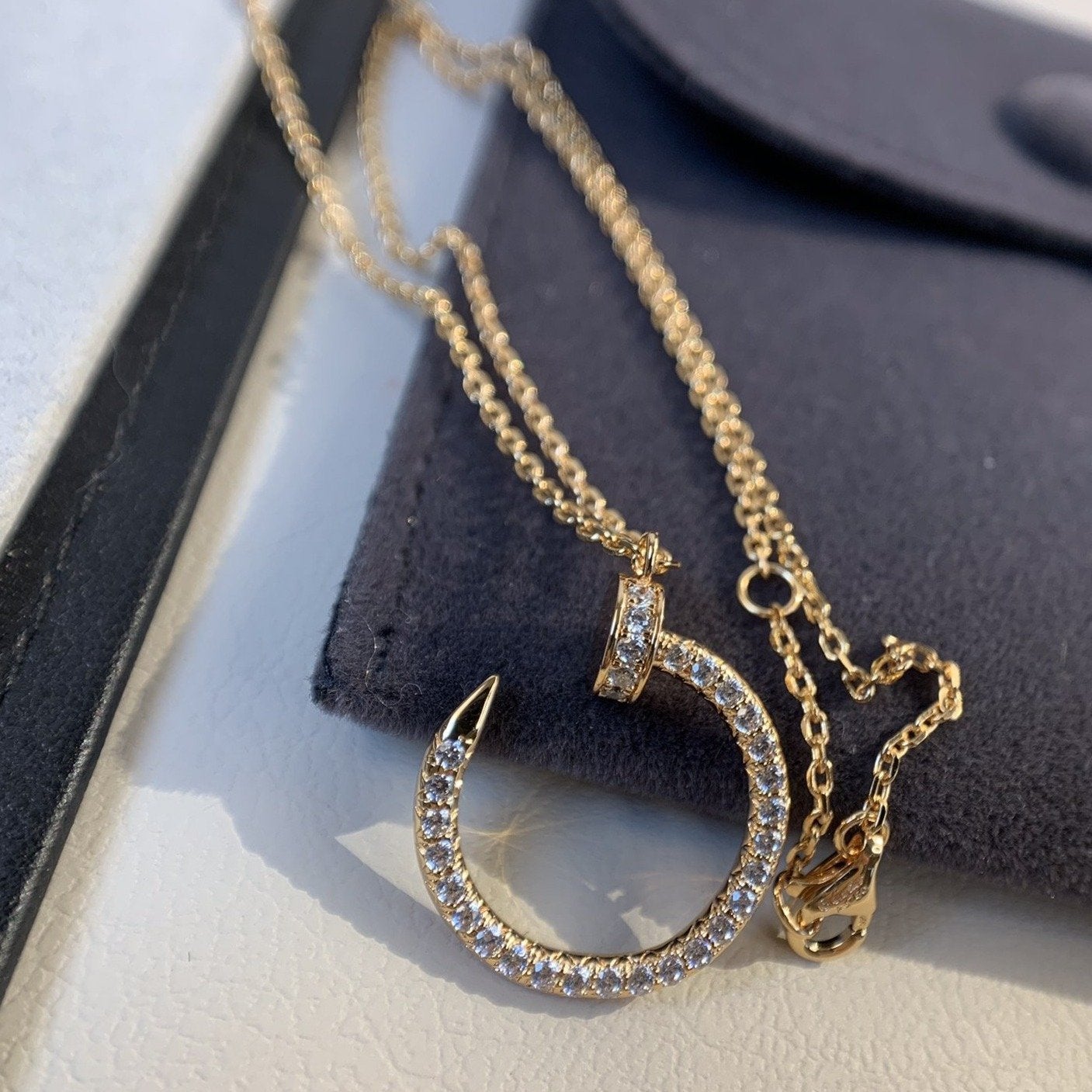 [BIJOUX]JUSTE NECKLACE PINK GOLD DIAMONDS