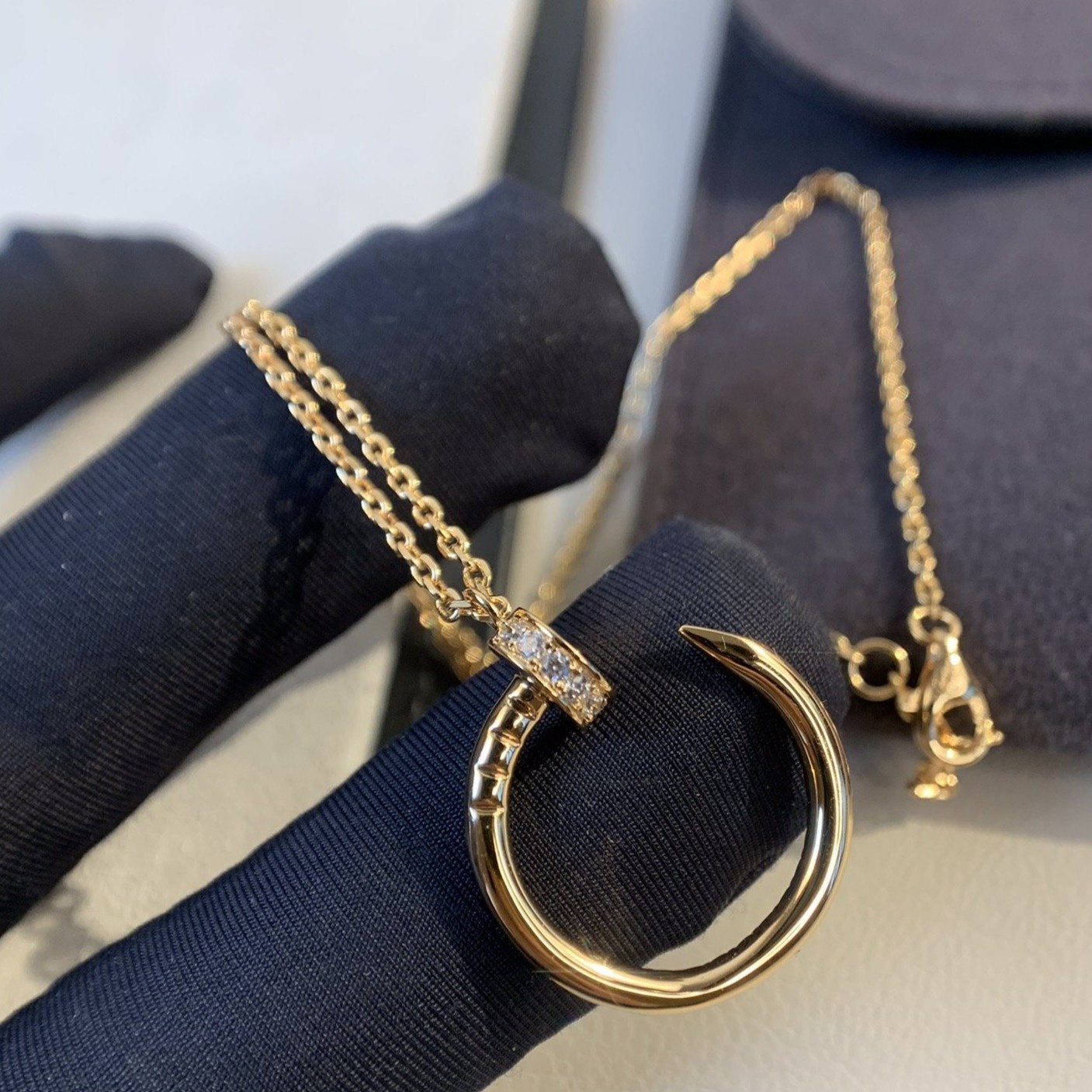 [BIJOUX]JUSTE NECKLACE PINK GOLD DIAMONDS