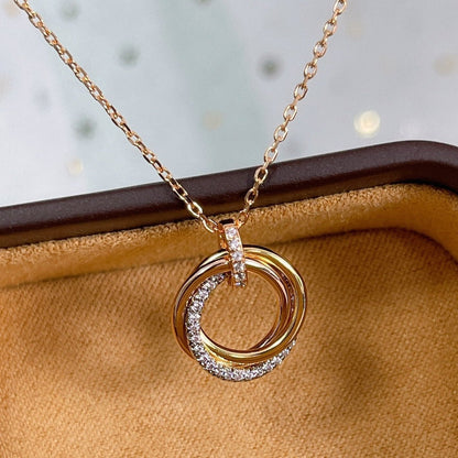 [BIJOUX]TRINITY NECKLACE SILVER GOLD PINK GOLD DIAMONDS