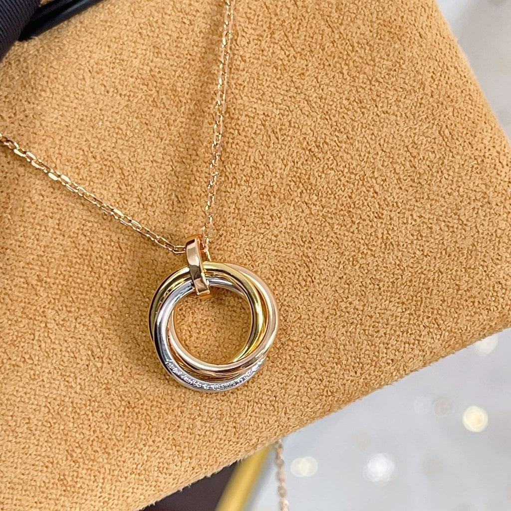 [BIJOUX]TRINITY NECKLACE SILVER GOLD PINK GOLD DIAMONDS