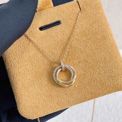 [BIJOUX]TRINITY NECKLACE SILVER GOLD PINK GOLD DIAMONDS