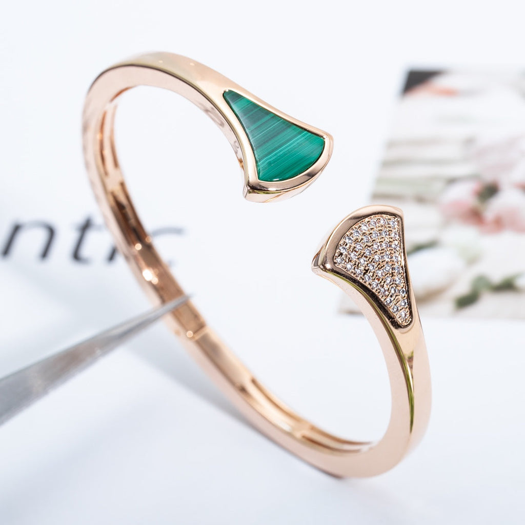 [BIJOUX]DREAM BRACELET OPEN MALACHITE PINK GOLD