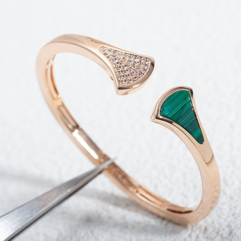 [BIJOUX]DREAM BRACELET OPEN MALACHITE PINK GOLD