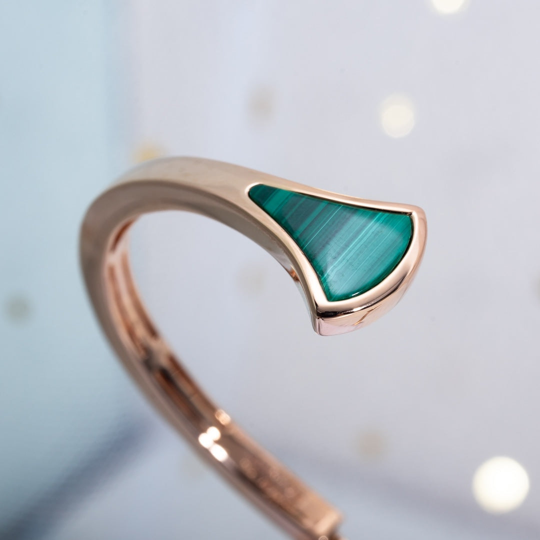 [BIJOUX]DREAM BRACELET OPEN MALACHITE PINK GOLD