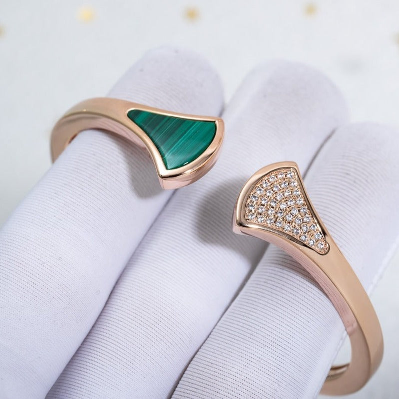 [BIJOUX]DREAM BRACELET OPEN MALACHITE PINK GOLD