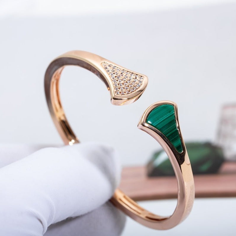 [BIJOUX]DREAM BRACELET OPEN MALACHITE PINK GOLD