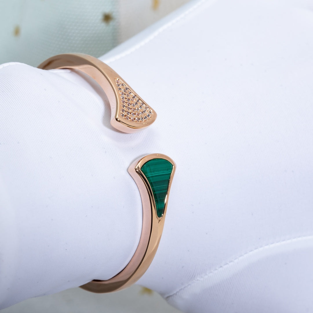 [BIJOUX]DREAM BRACELET OPEN MALACHITE PINK GOLD