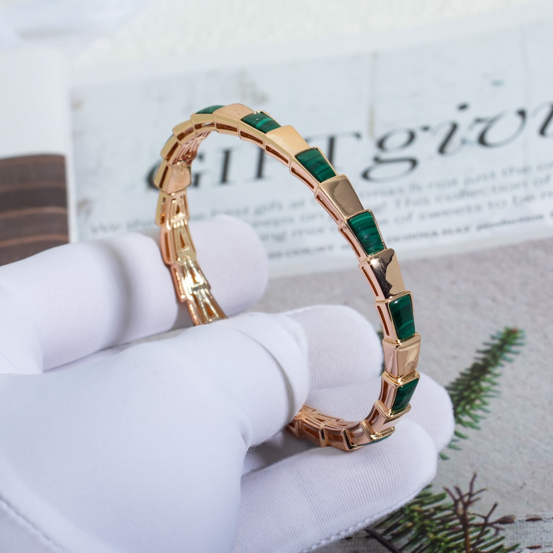[BIJOUX]SERPENTI BRACELET PINK GOLD MALACHITE