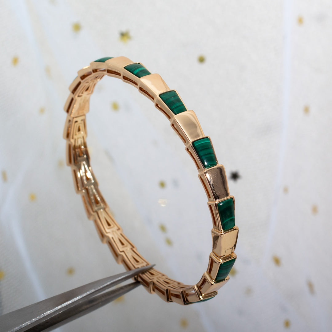 [BIJOUX]SERPENTI BRACELET PINK GOLD MALACHITE
