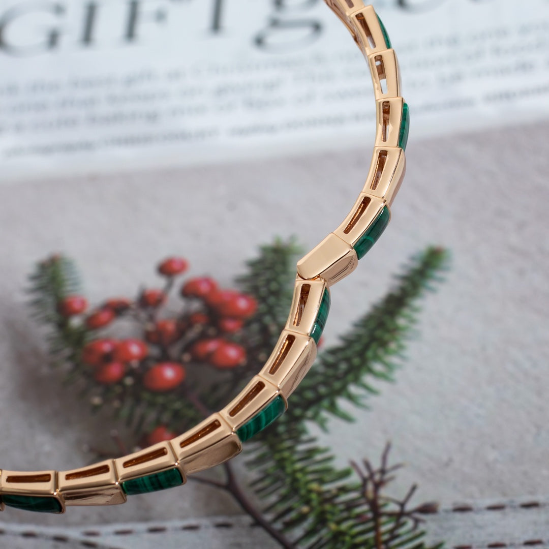 [BIJOUX]SERPENTI BRACELET PINK GOLD MALACHITE