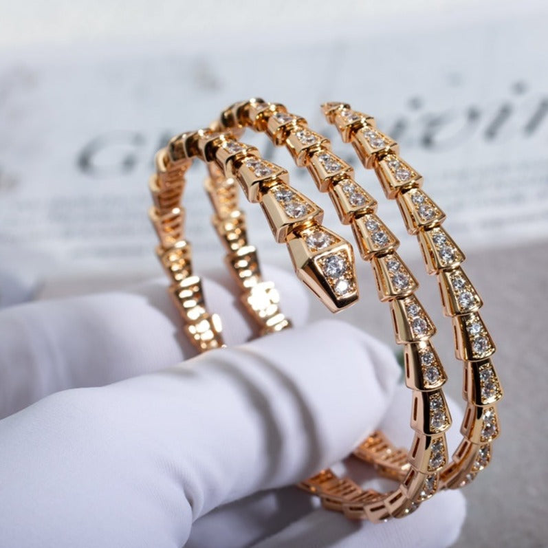 [BIJOUX]BRACELET SERPENTI OR ROSE DIAMANT DOUBLE RANG