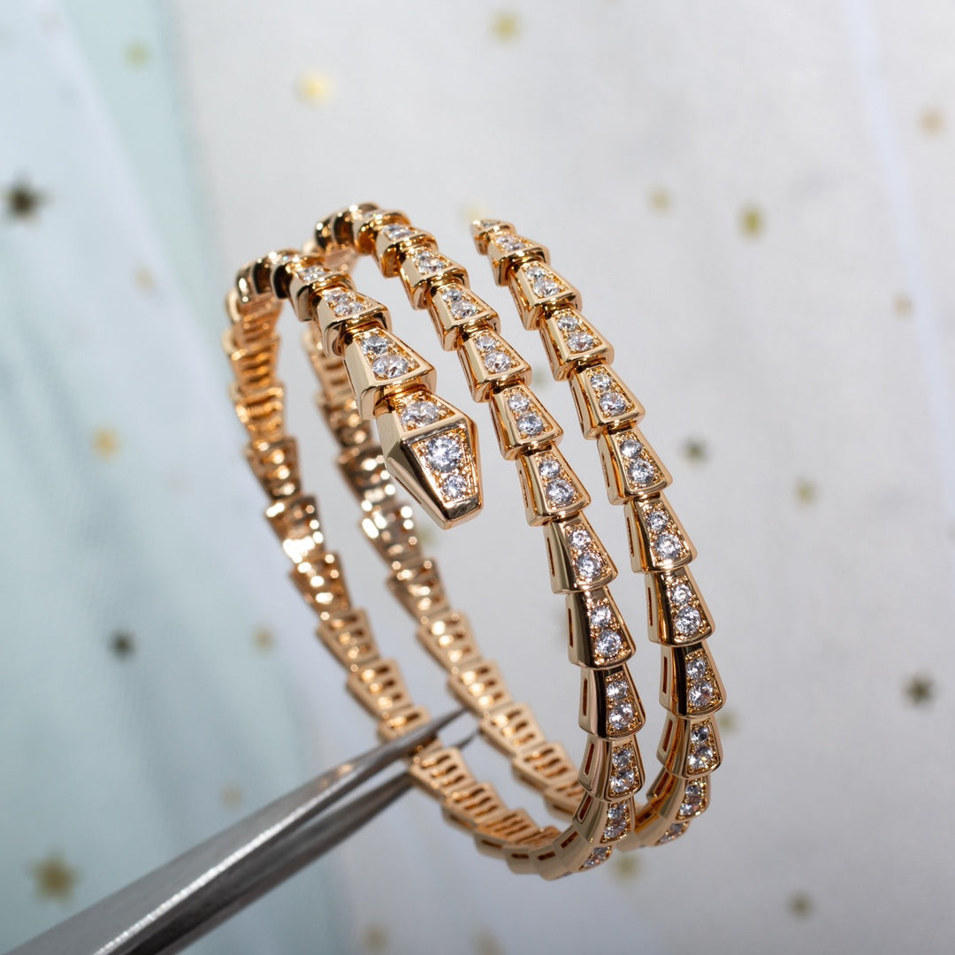 [BIJOUX]SERPENTI BRACELET PINK GOLD DIAMOND DOUBLE ROW