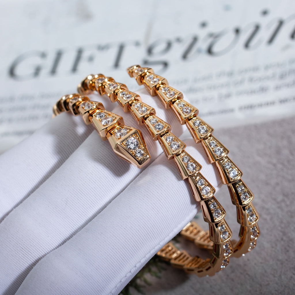 [BIJOUX]BRACELET SERPENTI OR ROSE DIAMANT DOUBLE RANG