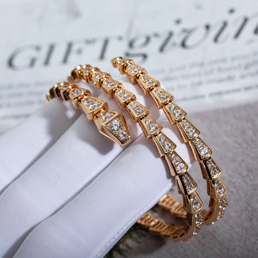 [BIJOUX]SERPENTI BRACELET PINK GOLD DIAMOND DOUBLE ROW