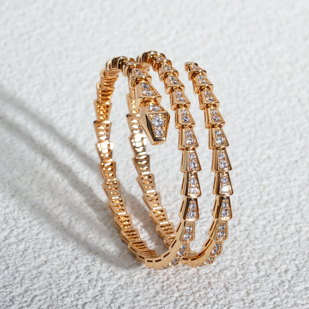 [BIJOUX]BRACELET SERPENTI OR ROSE DIAMANT DOUBLE RANG