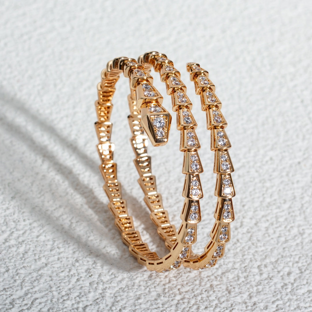 [BIJOUX]SERPENTI BRACELET PINK GOLD DIAMOND DOUBLE ROW