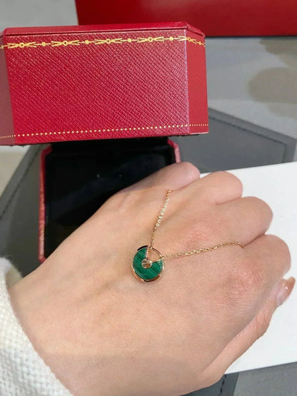 [BIJOUX]AMULETTE ROSE GOLD MALACHITE NECKLACE