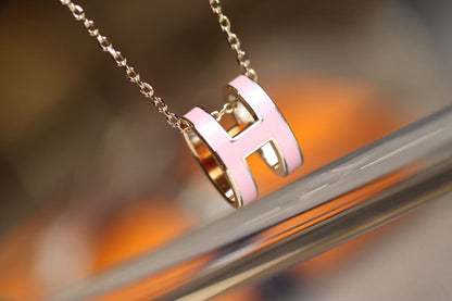 [BIJOUX]POP H PEDANT PINK GOLD