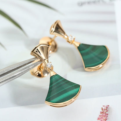 [BIJOUX]DREAM MALACHITE PINK GOLD EARRINGS