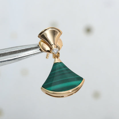[BIJOUX]DREAM MALACHITE PINK GOLD EARRINGS